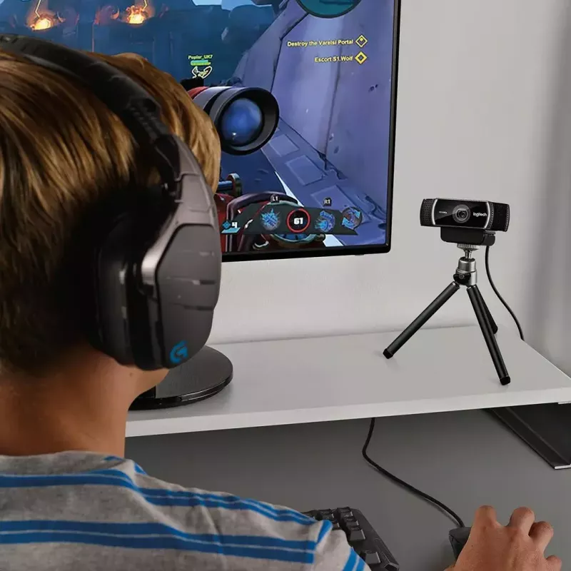 Logitech C922 1920 x 1080 pikselių USB juoda internetinė kamera