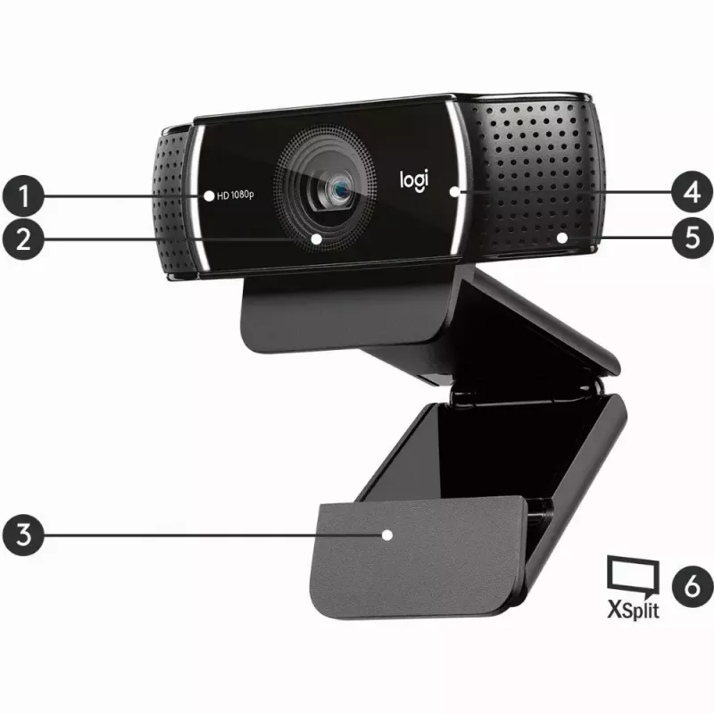 Logitech C922 1920 x 1080 pikselių USB juoda internetinė kamera