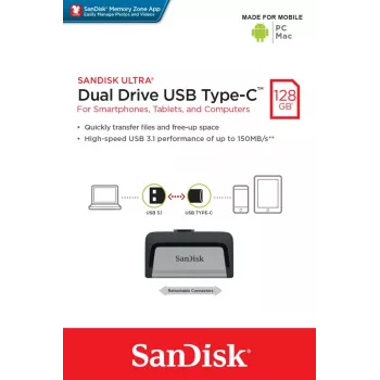 USB atmintinė SanDisk 128 GB USB Type-A USB Type-C Ultra Dual Drive