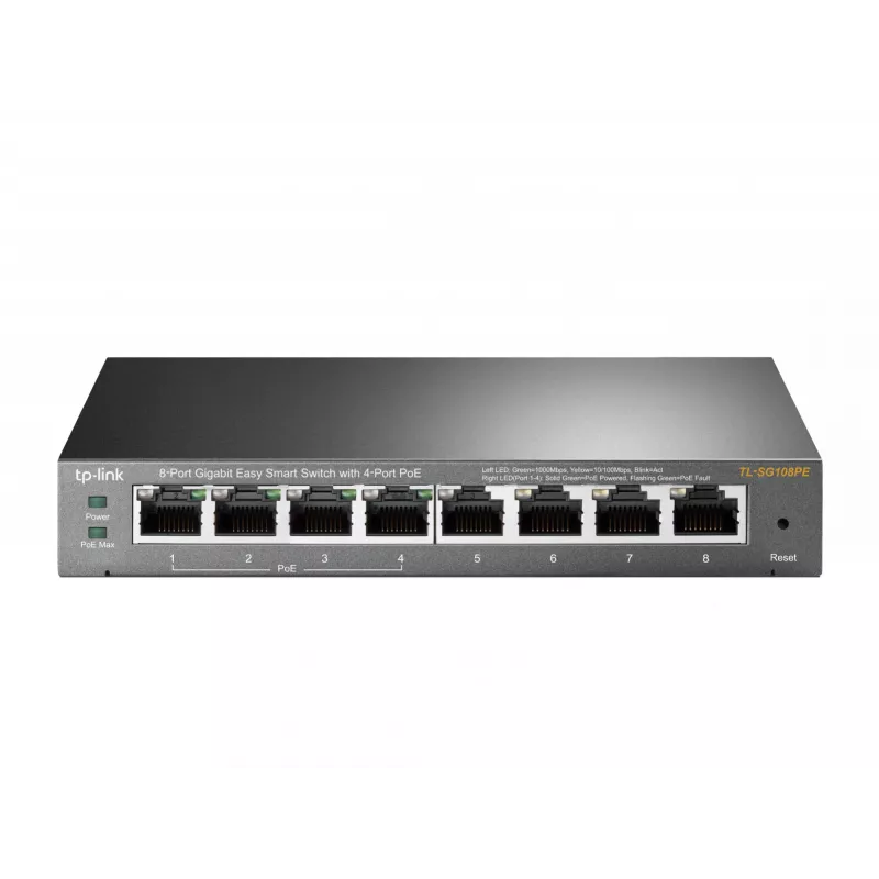 Valdomas jungiklis TP-Link TL-SG108PE 8 prievadų Gigabit su 4 prievadais PoE
