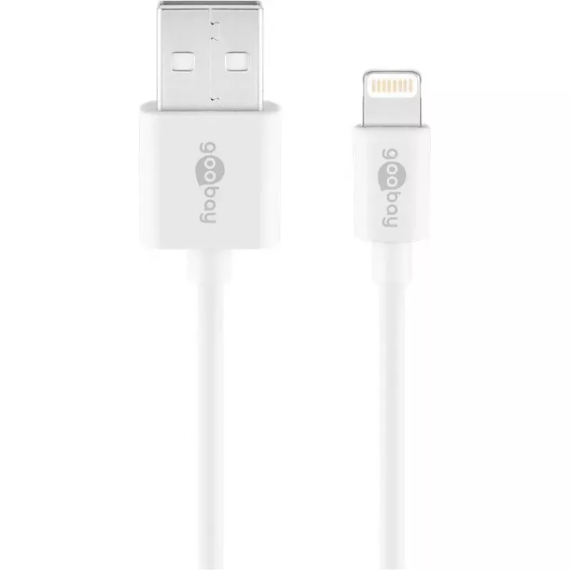 Įkrovimo ir sinchronizavimo laidas GOOBAY Lightning į USB A 1 m, 5W / 1A, baltas