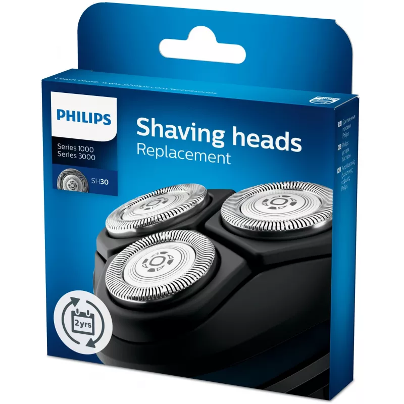 Atsarginės elektrinio barzdaskutės galvutės Philips SHAVER Series 3000 SH30/50 — 3 nerūdijančio plieno galvutės