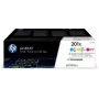 HP 201X 3 vnt. didelės talpos žalsvai mėlyna/magenta/geltona originalūs LaserJet tonerio kasetės