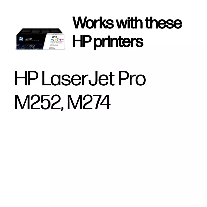 HP 201X 3 vnt. didelės talpos žalsvai mėlyna/magenta/geltona originalūs LaserJet tonerio kasetės