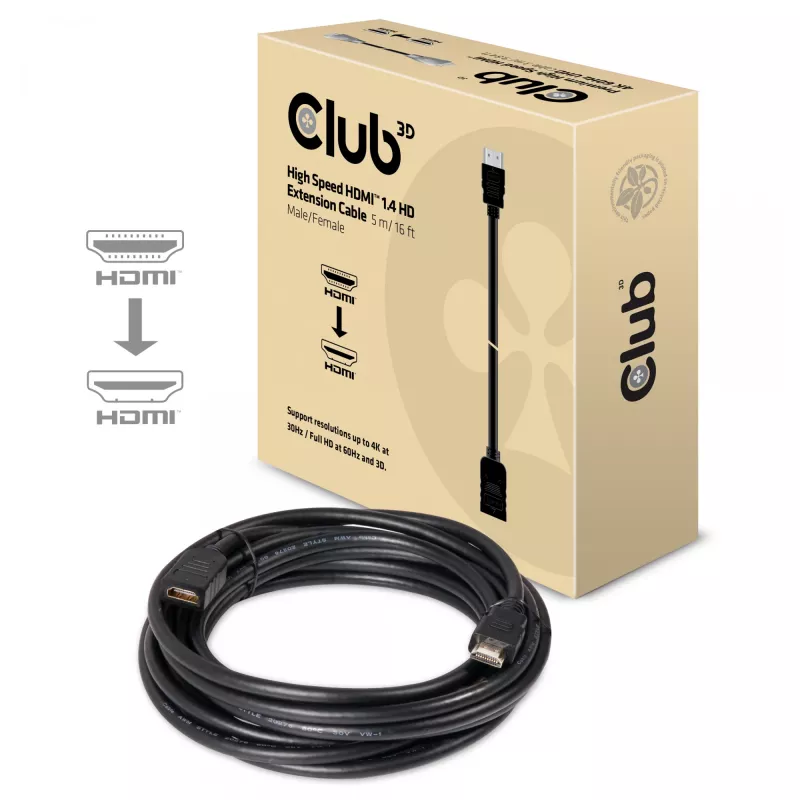 CLUB3D High Speed HDMI™ 1.4 HD ilginimo laidas 5m/16ft Kištukas/Lizdas