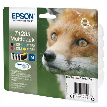 Epson Fox kelių pakuočių rinkinys 4 spalvų T1285 DURABrite Ultra rašalas, juodas, žydras, purpurinis, geltonas, 5,9 ml, 3,5 ml, 1 vnt., kelių pakuočių rinkinys