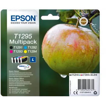 Epson rašalo kasetė daugialypė pakuotė T1295 juoda žydra rausvai raudona geltona