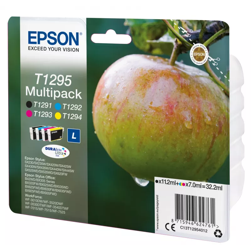 Epson rašalo kasetė daugialypė pakuotė T1295 juoda žydra rausvai raudona geltona
