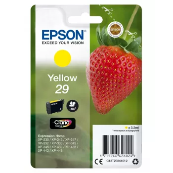Epson Strawberry Singlepack Geltona 29 Claria Home Ink, standartinė išeiga, geltona, pigmentinis rašalas, 3.2 ml, 1 vnt., 180 puslapių