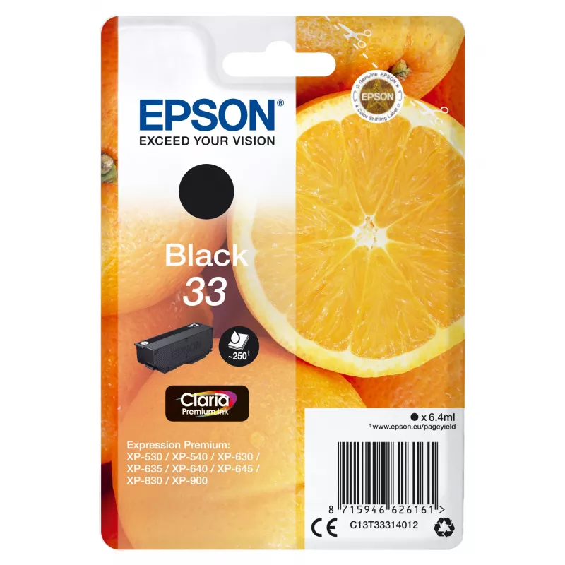 Epson 33 juoda kasetė, 250 puslapių C13T33314012