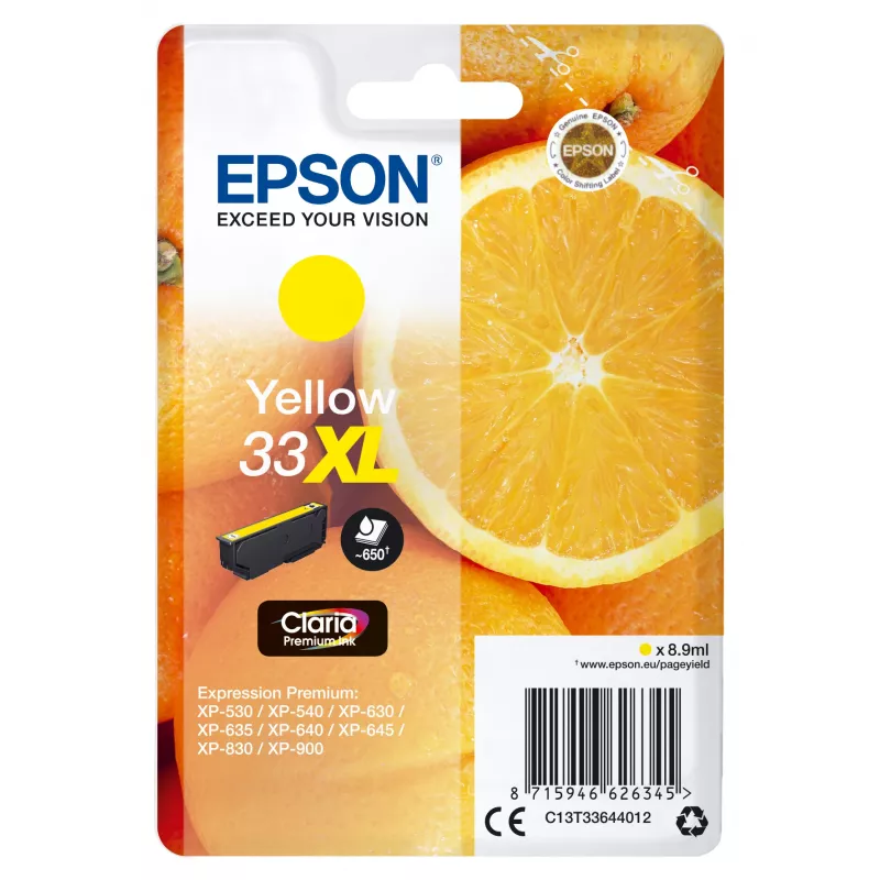 Epson Oranžinės Singlepack Geltona 33XL Claria Premium Ink