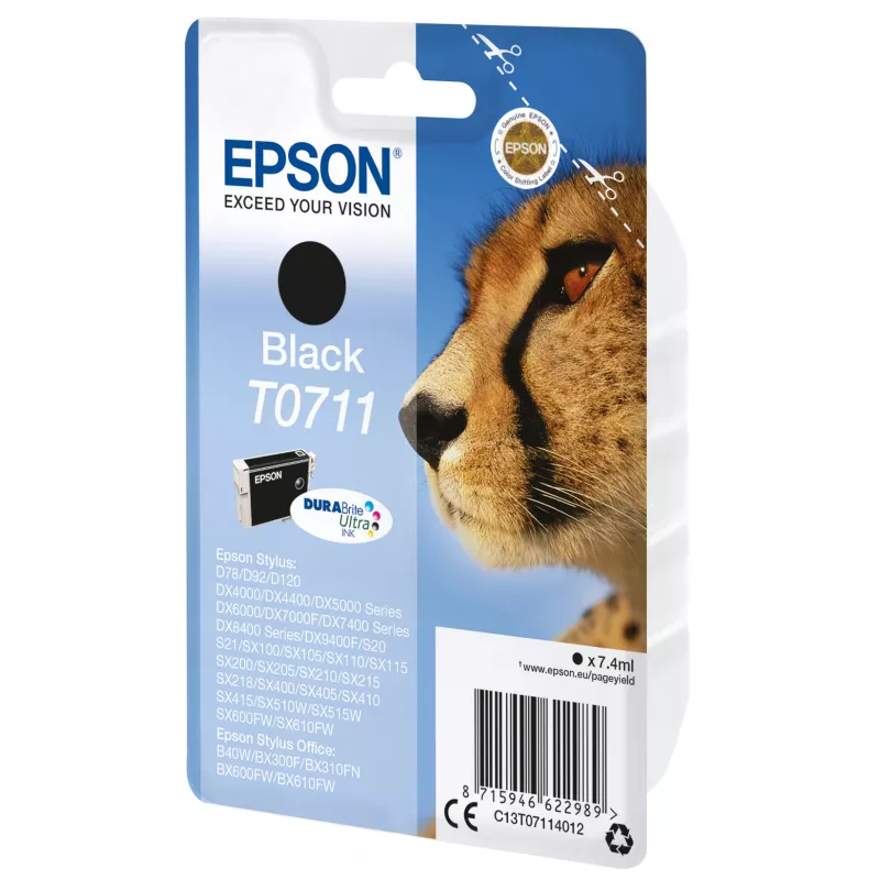 Epson Cheetah Singlepack Juoda T0711 DURABrite Ultra Ink
