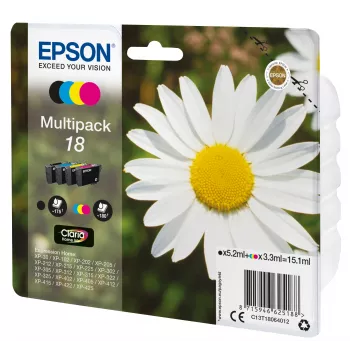 Epson 18 daugialypė pakuotė C13T18064012 rašalo kasetė, juoda, žydra, purpurinė, geltona