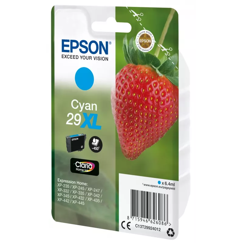 Epson Strawberry Singlepack žydra 29XL Claria Home Ink, didelė (XL) išeiga, žydra, 6.4 ml, 1 vnt., 450 puslapių