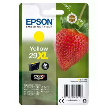Epson Strawberry Singlepack Geltona 29XL Claria Home rašalas, didelės talpos (XL), geltonas, pigmentinis rašalas, 6,4 ml, 1 vnt., 450 puslapių