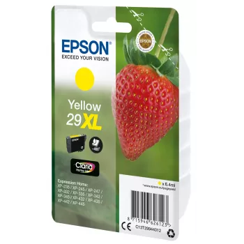 Epson Strawberry Singlepack Geltona 29XL Claria Home rašalas, didelės talpos (XL), geltonas, pigmentinis rašalas, 6,4 ml, 1 vnt., 450 puslapių