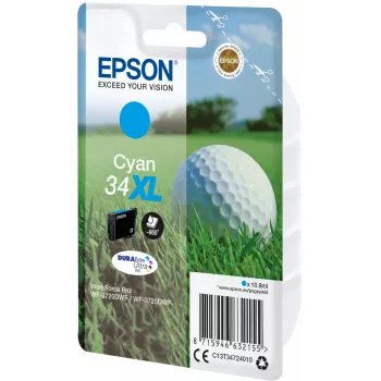 EPSON rašalo kasetė atskira pakuotė „Golf“ žydra 34XL DURABrite Ultra rašalas 10,8 ml