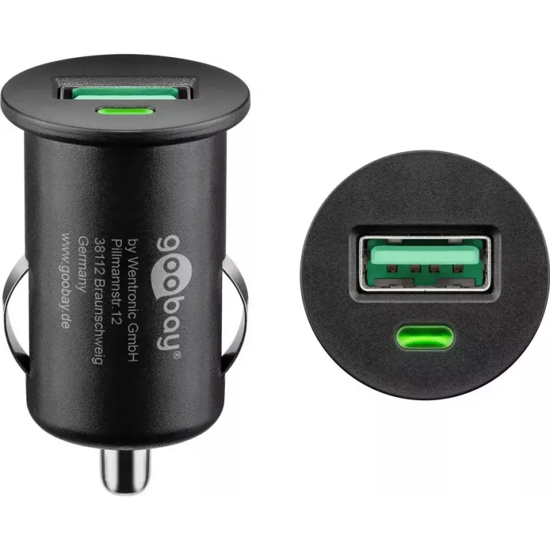 Transporto priemonės įkrovimo adapteris Goobay 18 W Quick Charge 3.0 juodas