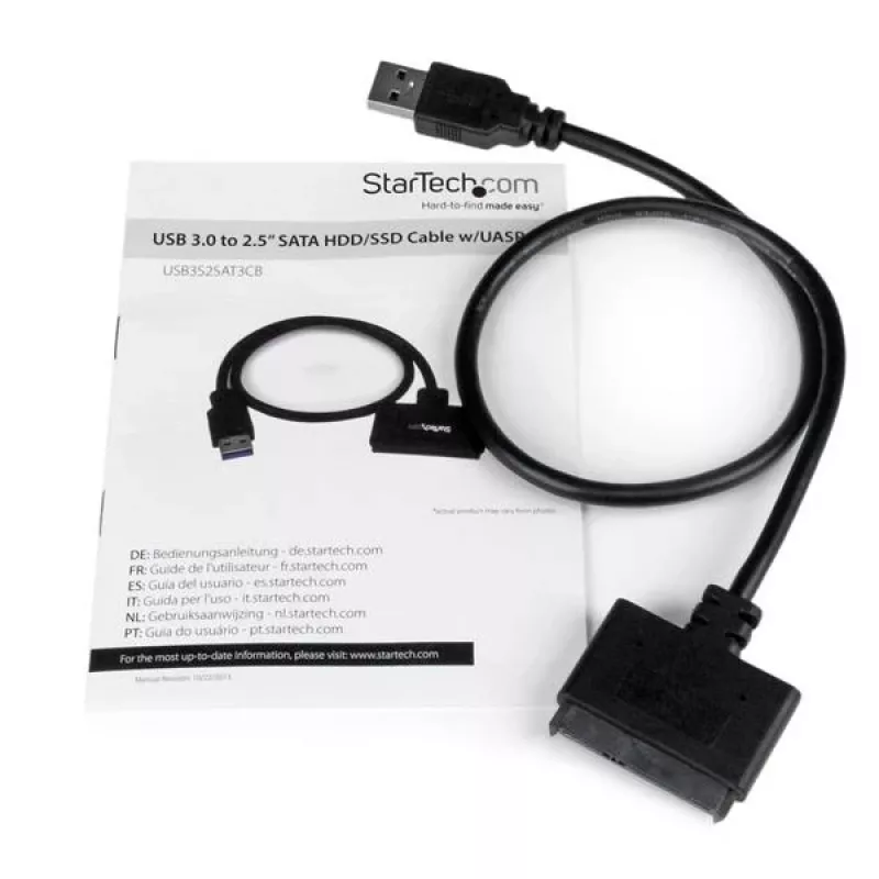 StarTech.com SATA į USB kabelis su UASP, juoda, 6 Gbit/s, CE, FCC, 0 - 60 °C, -10 - 70 °C, 49 mm