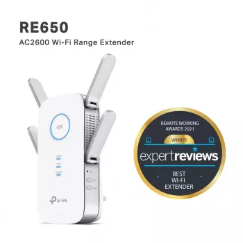 TP-Link RE650 tinklo stiprintuvas Tinklo siųstuvas Baltas 10, 100, 1000 Mbit/s