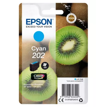 Kasetė EPSON rašalo juostelė Vienetinis paketas Kiwi Žydra 202 Claria Premium Rašalas 4,1 ml
