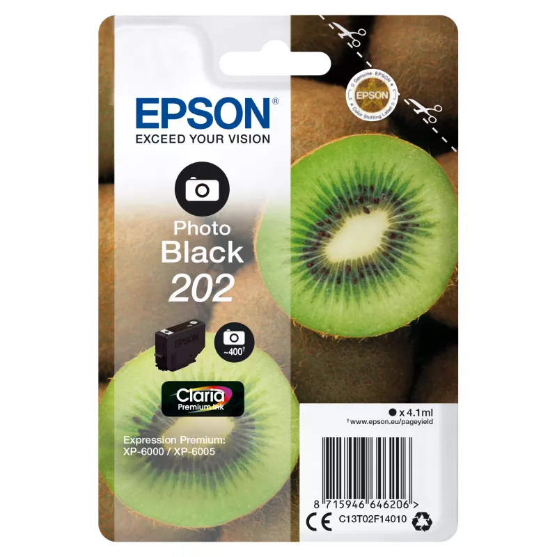 Epson 202 kasetė 4,1 ml nuotraukų juoda, skirta Expression Premium XP-6000, XP-6005, XP-6100, XP-6105
