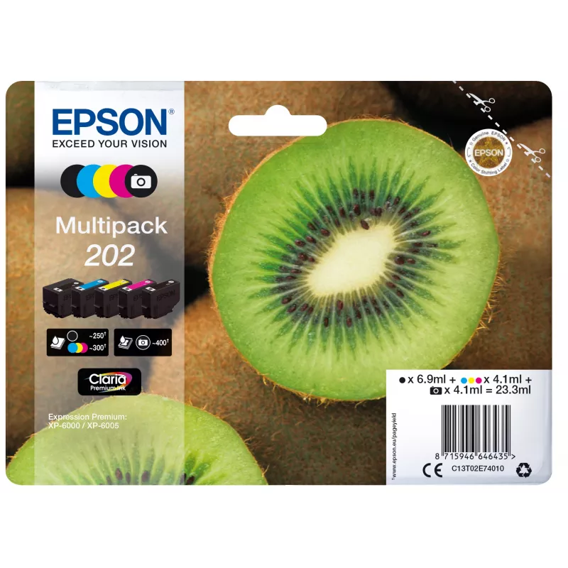 Epson Kiwi Multipack 5 spalvų 202 Claria Premium rašalas