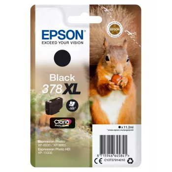 Epson Squirrel Singlepack Juoda 378XL Claria Photo HD Ink, High (XL) Yield, Juoda, pigmentinis rašalas, 11.2 ml, 1 vnt., 500 puslapių