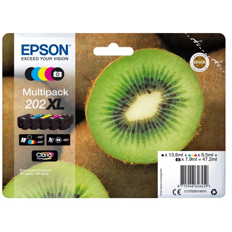 Epson Kiwi Multipack 5 spalvų 202XL Claria Premium rašalas