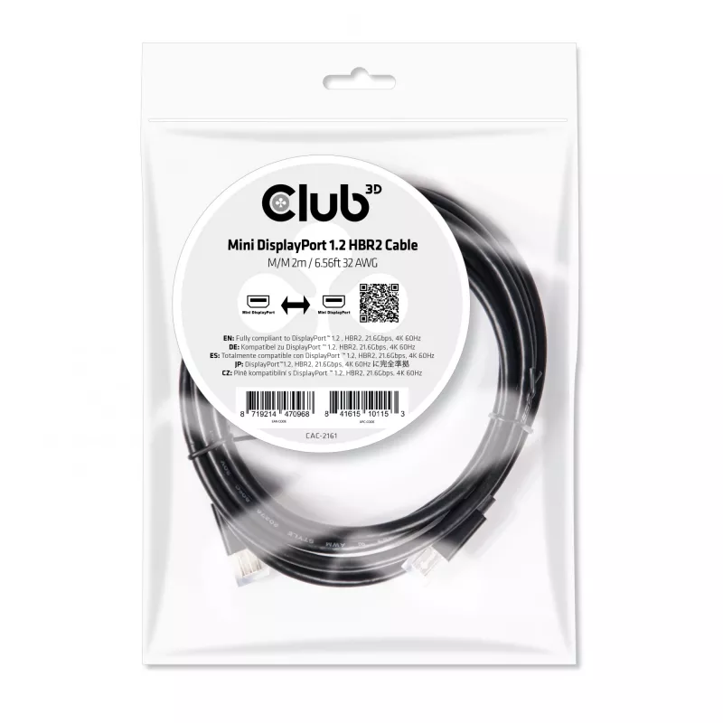 CLUB3D Mini DisplayPort 1.2 HBR2 laidas M/M 2m/6.56ft 4K60Hz