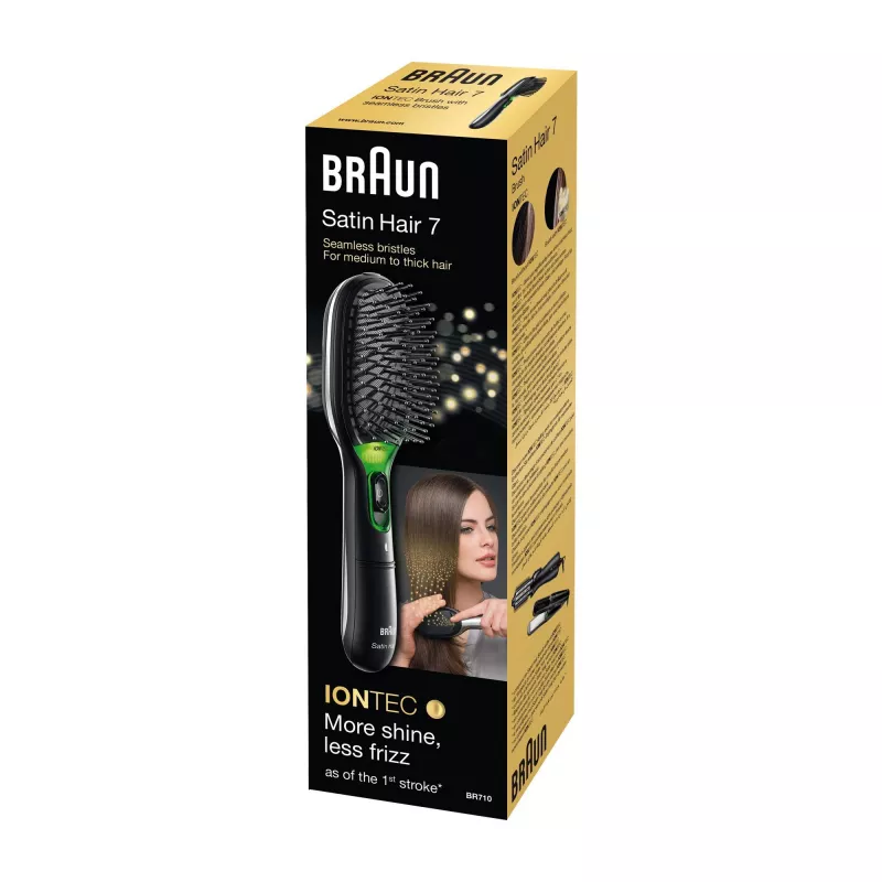 Plaukų šepetys-pagalvė BRAUN BR710 suaugusiems, juodos ir žalios spalvos, 175 g