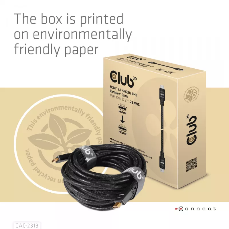 CLUB3D HDMI 2.0 4K60Hz RedMere kabelis 10m/32,8 pėdos