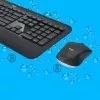 Belaidis klaviatūros ir pelės rinkinys Logitech MK540 Advanced — pilno dydžio QWERTY klaviatūra, USB imtuvas, JAV išdėstymas, ergonomiška pelė, juoda/balta