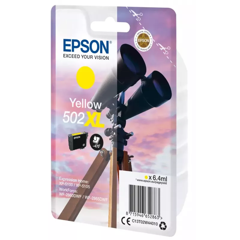 Rašalo kasetė EPSON 502XL Dalekohled Geltona C13T02W44010