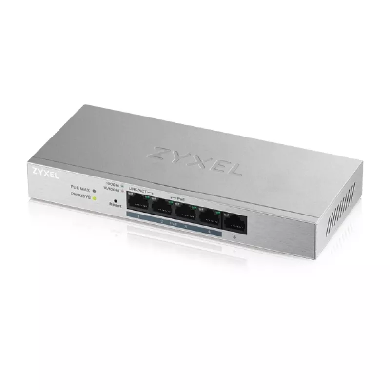 Zyxel GS1200-5HP v2 valdomas Gigabit Ethernet (10/100/1000) maitinimas per Ethernet (PoE) pilka
