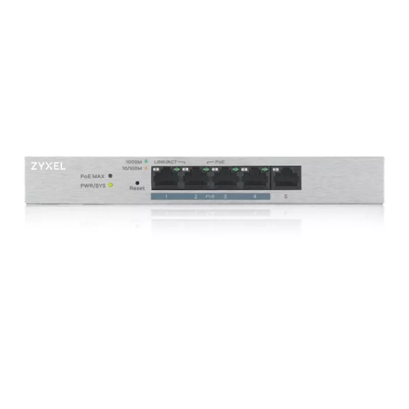 Zyxel GS1200-5HP v2 valdomas Gigabit Ethernet (10/100/1000) maitinimas per Ethernet (PoE) pilka