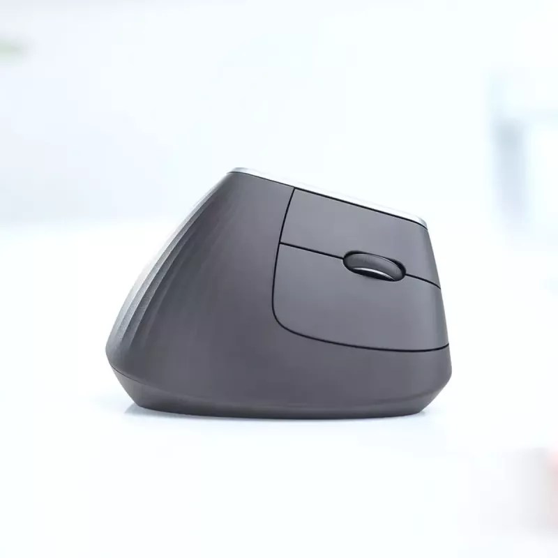 Ergonominė belaidė pelė Logitech MX Vertical, MX Vertical, 4000 DPI, RF Wireless + Bluetooth, dešinei rankai, Graphite, biuro naudojimui