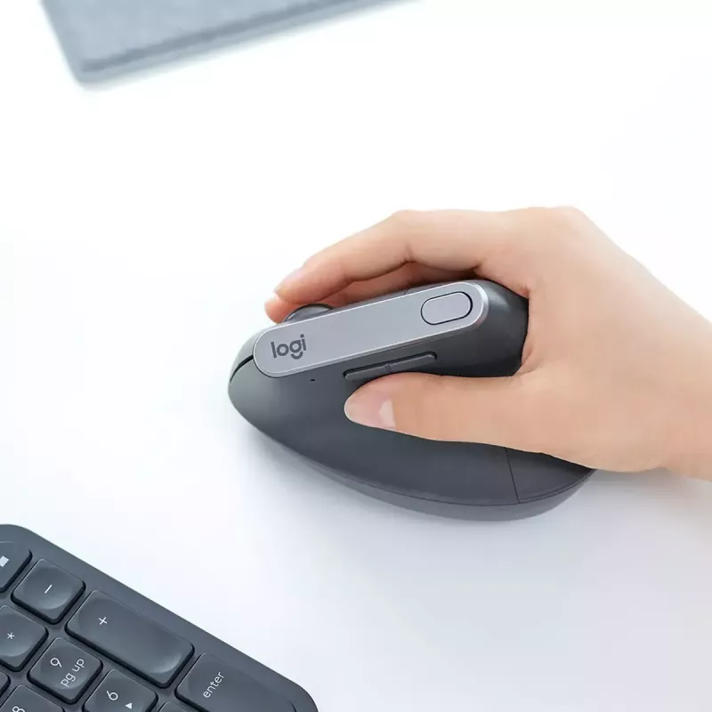 Ergonominė belaidė pelė Logitech MX Vertical, MX Vertical, 4000 DPI, RF Wireless + Bluetooth, dešinei rankai, Graphite, biuro naudojimui