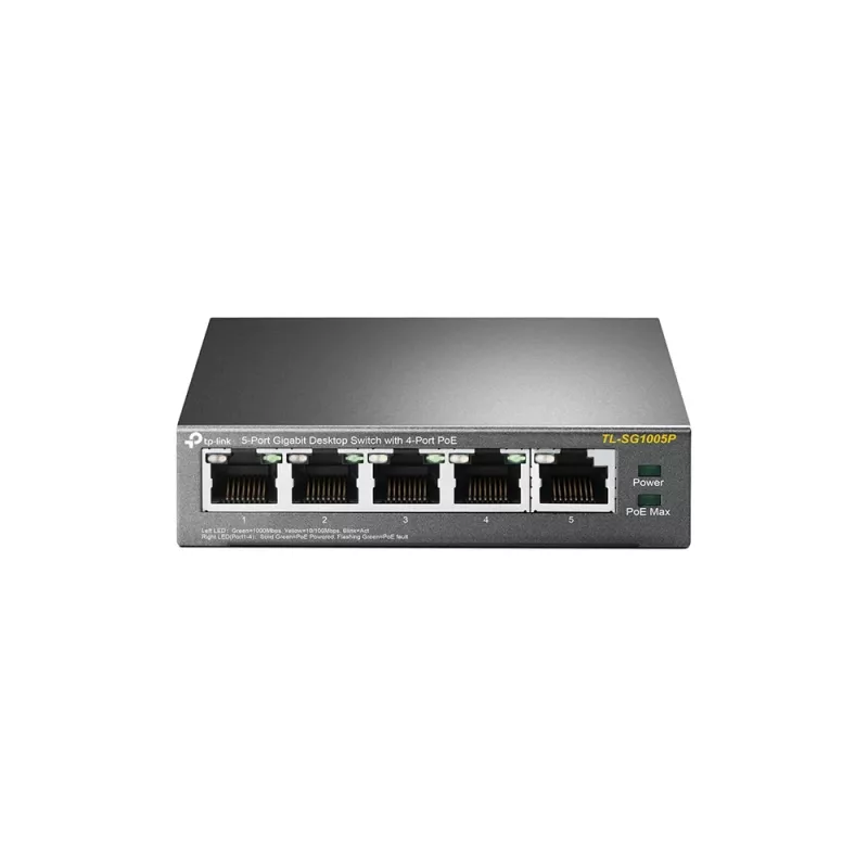 TP-Link 5 prievadų gigabitinis stalinis PoE komutatorius su 4 prievadais, nevaldomas, gigabitinis Ethernet (10/100/1000), maitinimas per Ethernet (PoE)