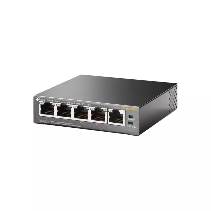 TP-Link 5 prievadų gigabitinis stalinis PoE komutatorius su 4 prievadais, nevaldomas, gigabitinis Ethernet (10/100/1000), maitinimas per Ethernet (PoE)