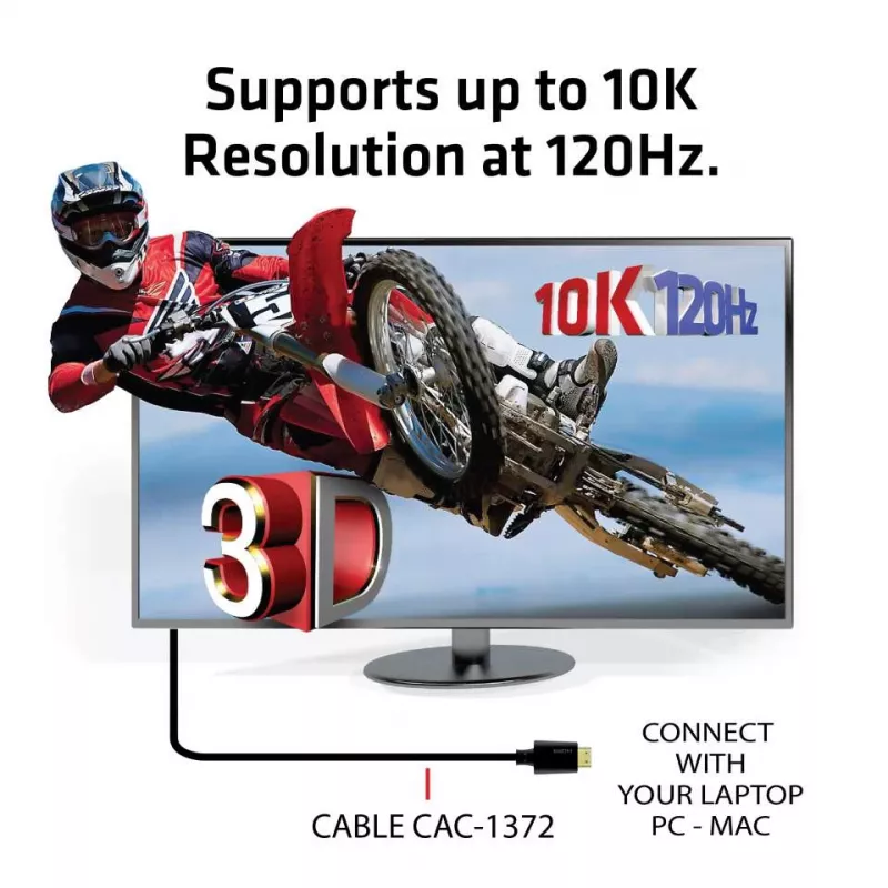 CLUB3D Ultra didelės spartos HDMI 4K120Hz, 8K60Hz sertifikuotas kabelis 48Gbps M/M 2 m / 6,56 pėd.