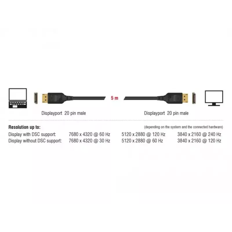 DisplayPort laidas DeLOCK 85663 5 m Juodas