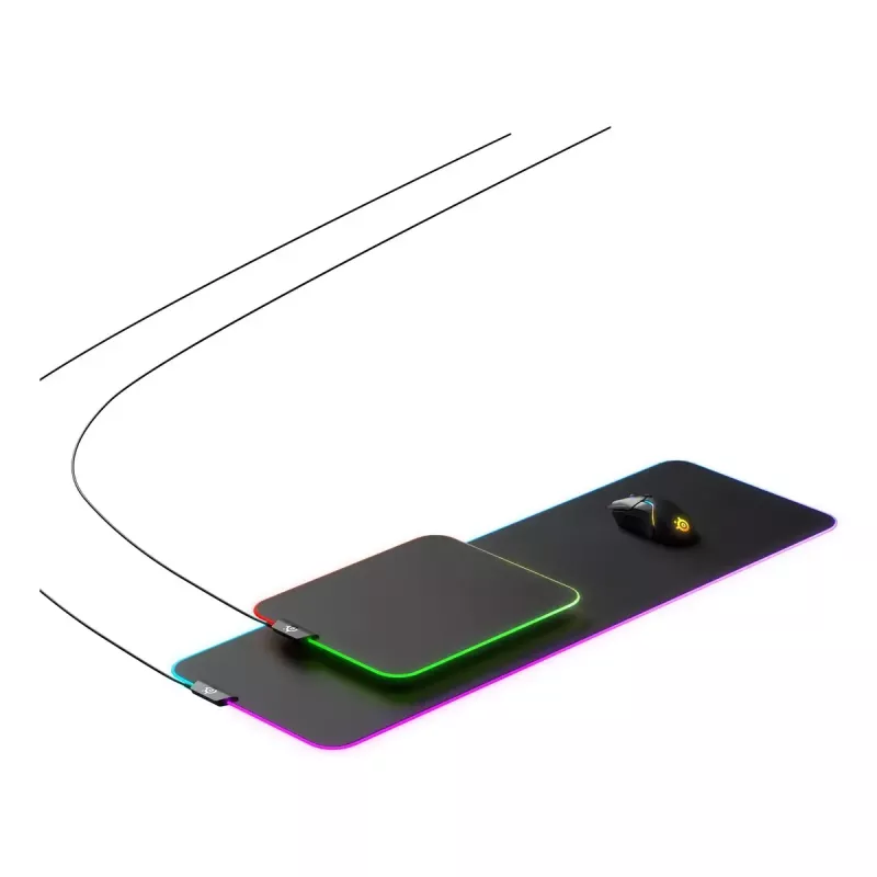 Žaidimų pelės kilimėlis STEELSERIES QcK Prism Cloth XL — medžiaginė danga, 900×300 mm, 4 mm storis, RGB apšvietimas