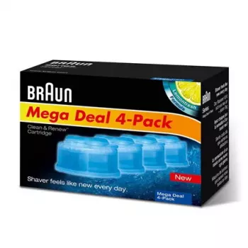 BRAUN CCR4 3+1 kasetės papildymai Clean&Renew valymo ir įkrovimo sistemai, pakuotė su trimis papildymais ir vienu papildomu