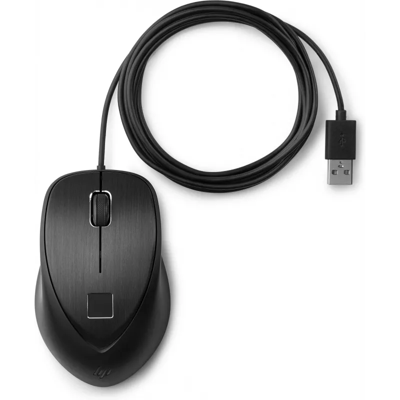 HP USB pirštų atspaudų pelė, simetriška, USB Typee-A, juoda