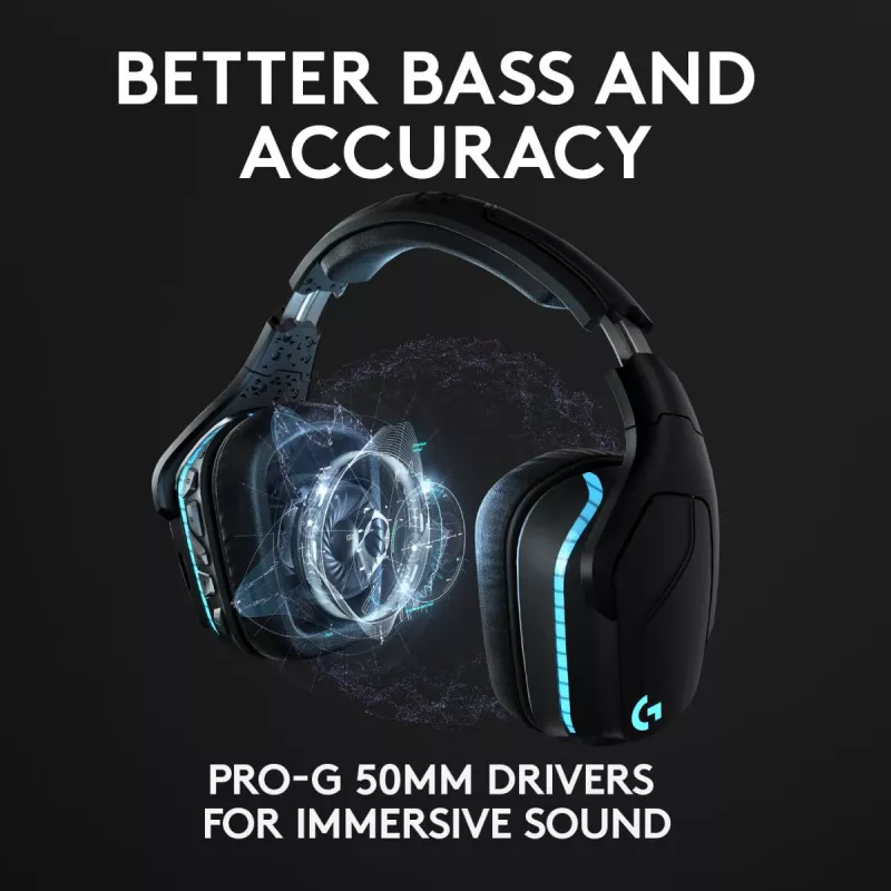 LOGITECH G935 Belaidės 7.1 erdvinio garso Lightsync žaidimų ausinės – 2,4 GHz