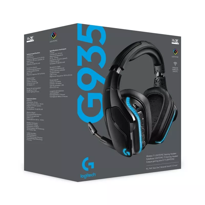 LOGITECH G935 Belaidės 7.1 erdvinio garso Lightsync žaidimų ausinės – 2,4 GHz