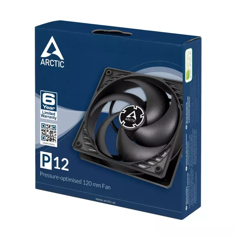 ARCTIC P12 – slėgiui optimizuotas 120 mm ventiliatorius