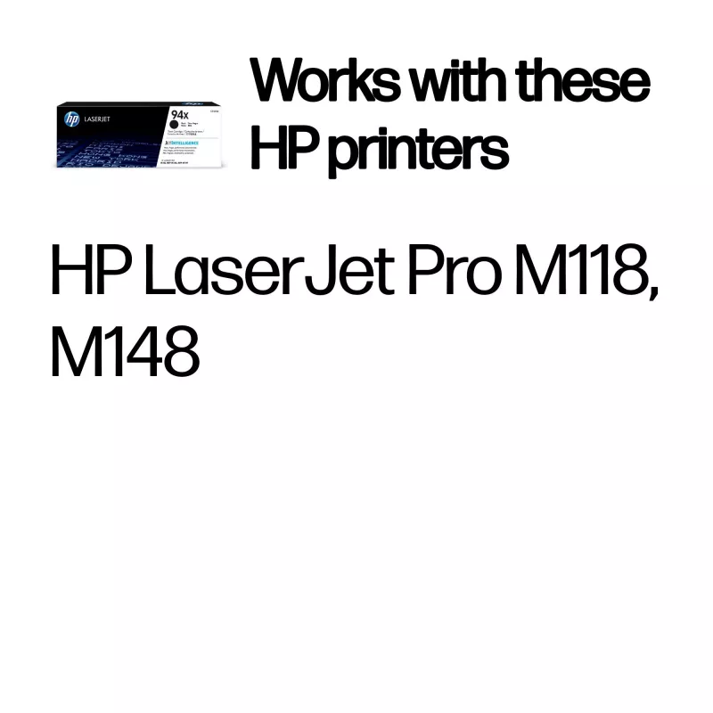 HP 94X didelės išeigos juodas originalus LaserJet kasečių toneris, 2800 puslapių, juoda, 1 vnt.