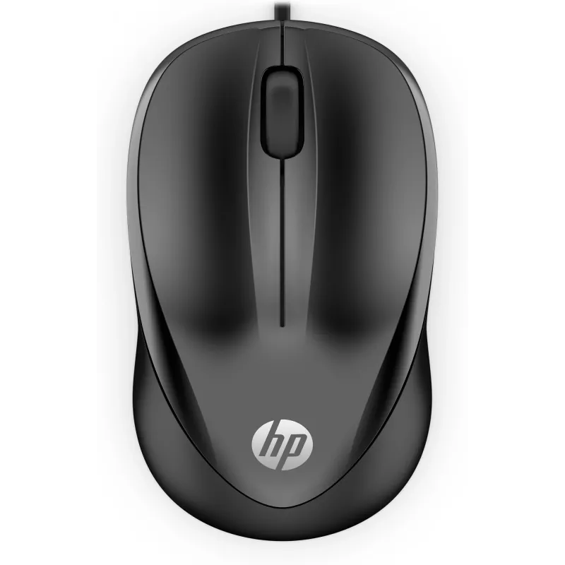 HP Wired Mouse 1000, Ambidextrous, USB Type-A, 1200 DPI, Black